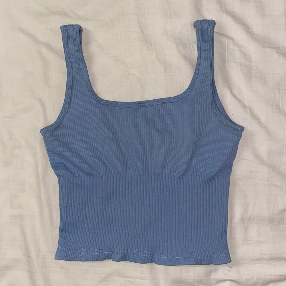 Blue/Grey Ribbed Tank Top - Picture 2 of 4